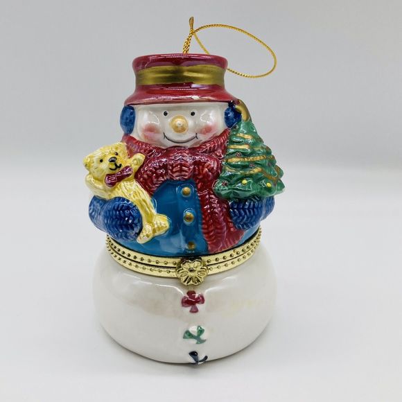 Mr. Christmas Snowman Porcelain Wind Up Music Box Christmas Ornament Vintage - Picture 1 of 13